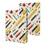 Compatible with iPad A16 Case 11 Inch 2025, Colored Pens Ruler Print Slim Tablet Cover Compatible with iPad 10th Generation Case 10.9 Inch 2022, Auto Wake/Sleep with Stand