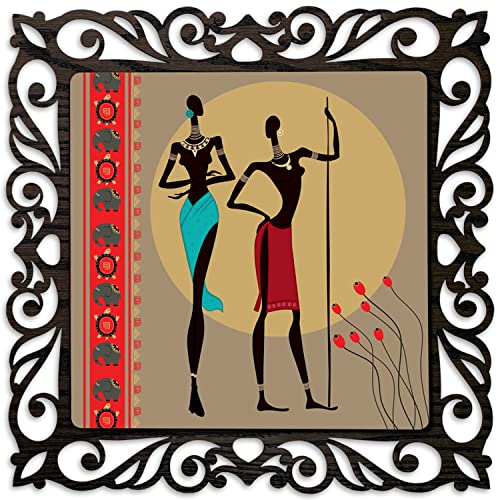 Image of Casa Rica Photo Frame Painting Wall Hanging home decoration for Wall, Living /Bed Room, Lobby(12inch x12inch) Laser Cut(Multicolor) (African Modern Art 1)