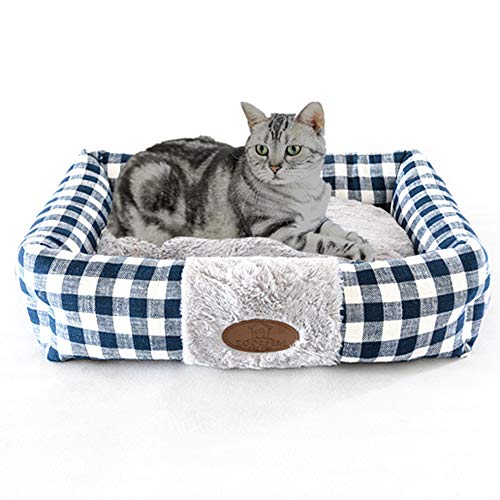 Decdeal Large Cat Beds for Indoor Cats, Plush Soft Pet Bed, Indoor Cat Beds & Dog Beds, Rectangle Cushion Bed Pet Supplies, Machine Washable, Slip-Resistant Bottom