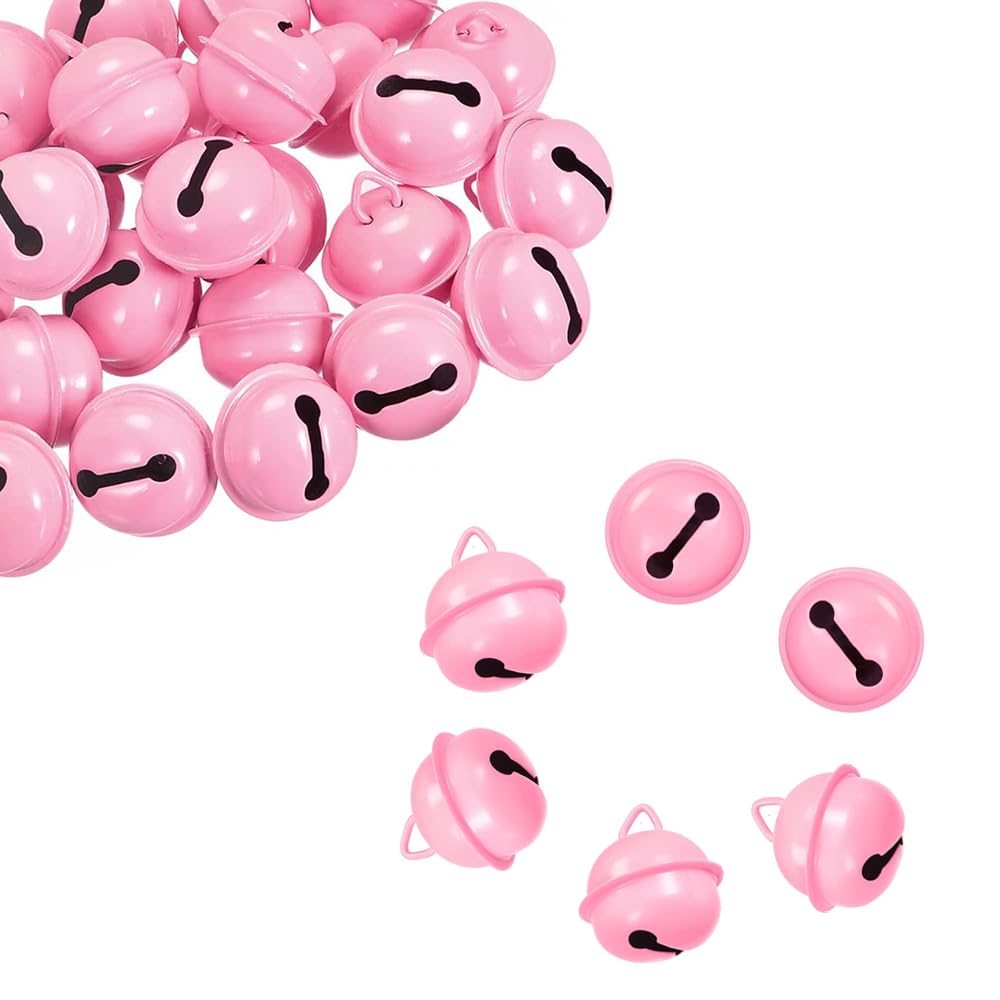 30 Pcs Pinkish Jingle Bells Metal Round Bells Craft Bells Small Bells Colored Christmas Bells for Christmas Wind Chimes Jewelry Ornaments Holiday Home Party Decoration