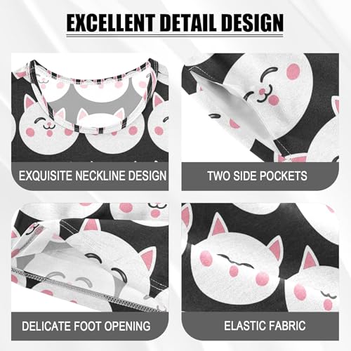 Cute Cat Pajama Set Pajamas Sleepwear Nightwear Loungewear Clothes Set B04049214