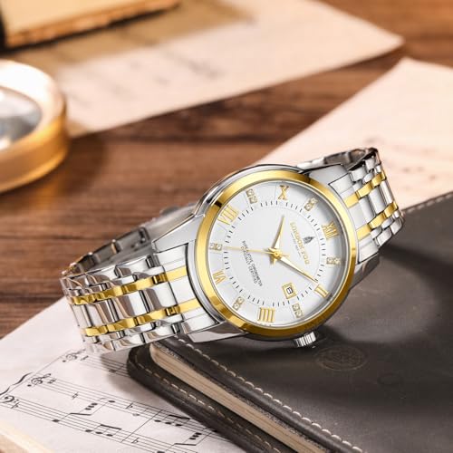 Image of London Fog Regent Collection Analog Quartz Watch for Men with Round Dial and Stainless Steel Strap, Metal Case, Date Display, Luminous Hands & Hour Markers, Water Resistant