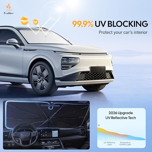 Image of EcoNour Foldable Windshield Sun Shade & Window Tint Fit for 2011-2016 2017 2018 Volkswagen Jetta Sunshade, Front Car Window Shades Sun Visor, UV Protection, Heat Blocker, Car Accessories