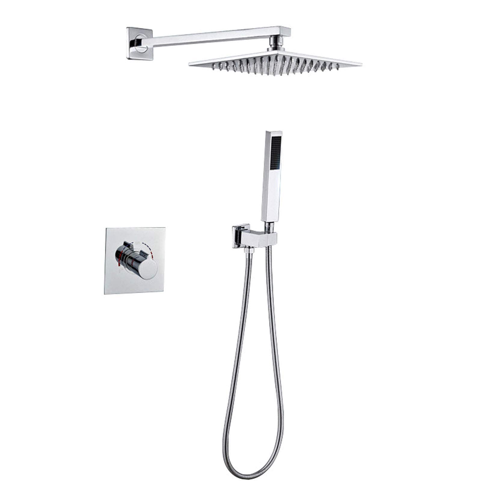Pommeau de douche au plafond avec mitigeur mural carré pour une douche parfaite