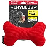 Playology Dog Toys | Plush Squeaky Bone Chew Toy for Dogs | Jumbo Beef Scented Toy - Easy to Clean and Made from Non Toxic Materials