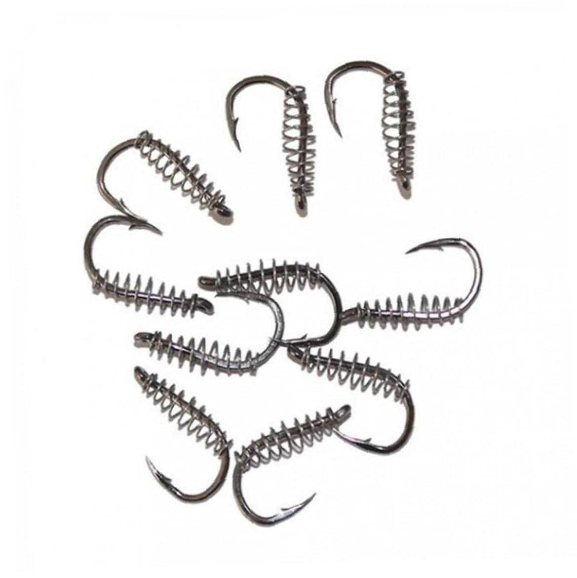 Tossper Silver 10Pcs Outdoor Spring Barbed Swivel Fly Fishing Hooks With Hole For Fishing Tackle Accessories