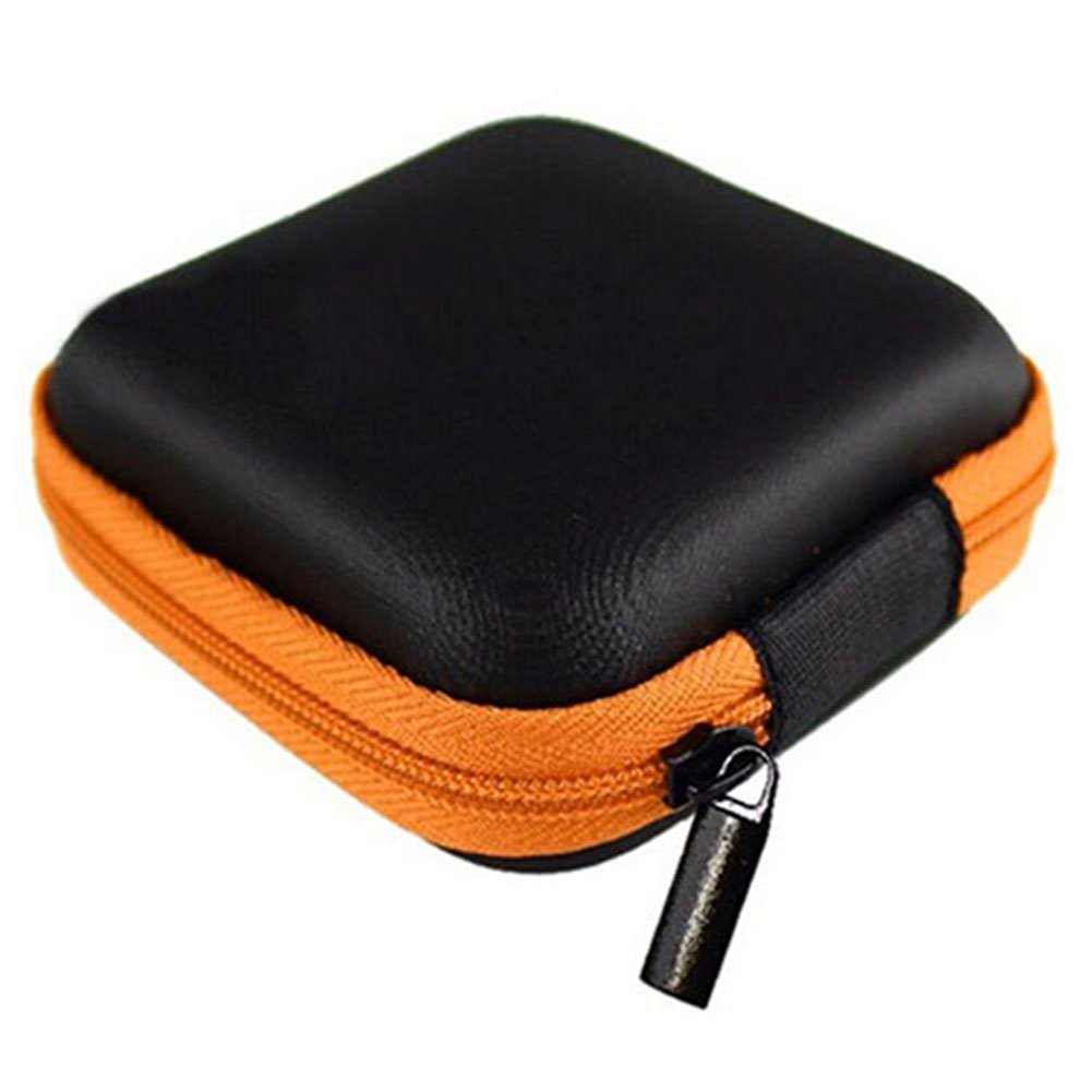 Gemini_mall® Square Zipper Storage Bag Carrying Case for Hard Keep Earphones SD Card Area (Orange)