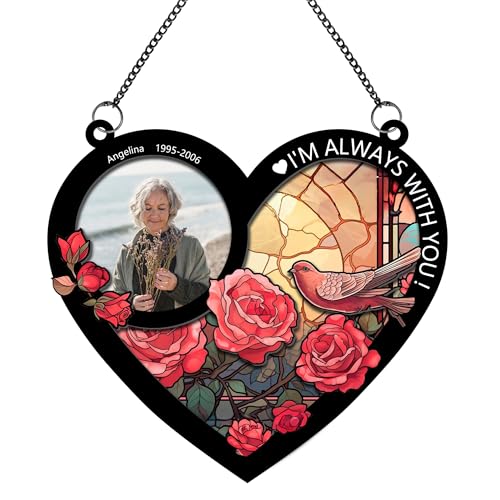 Mlooihfd Custom Photo I'm Always with You Memorial Suncatcher,Personalized Name