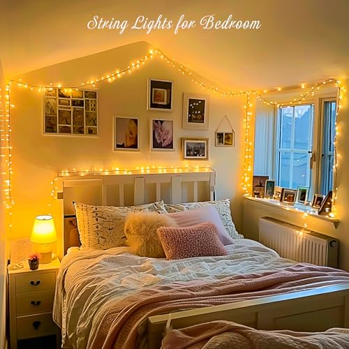 JMEXSUSS 200 LED String Lights Indoor Outdoor Clear Wire, Connectable Warm White Christmas Lights for Bedroom, 66 Ft Twinkle Fairy Classroom Light Plug in for Home Wedding Tree Yard Patio Decor - Image 3