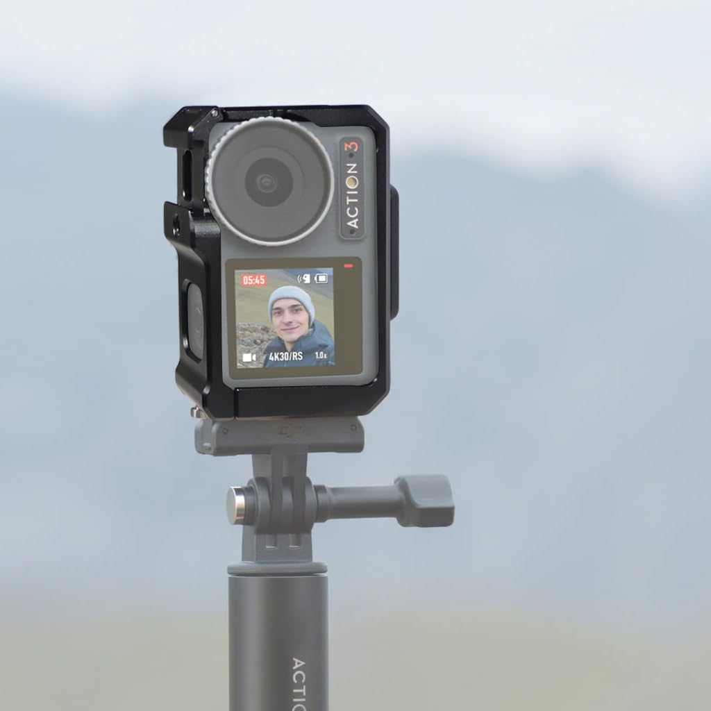 NovelGoal Aluminum Protective Frame Compatible with DJI Action 5pro/4/3 Horizontal and Vertical Shooting Camera Cage with Cold Shoe Slot (Magnetic Cage)