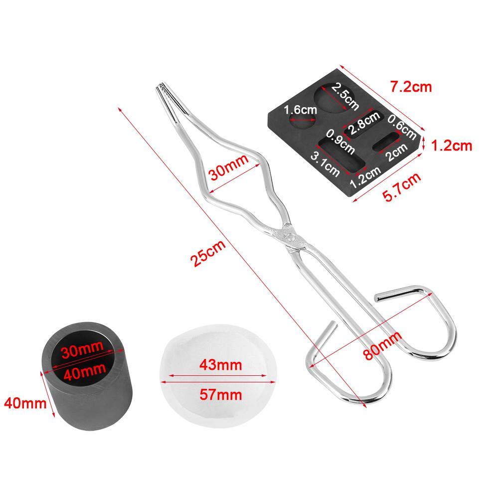 crogiolo per oro + Crogiolo di grafite ad alta purezza + Tong + Ciotola + Combo Kit di fusione torcia per lingottiera