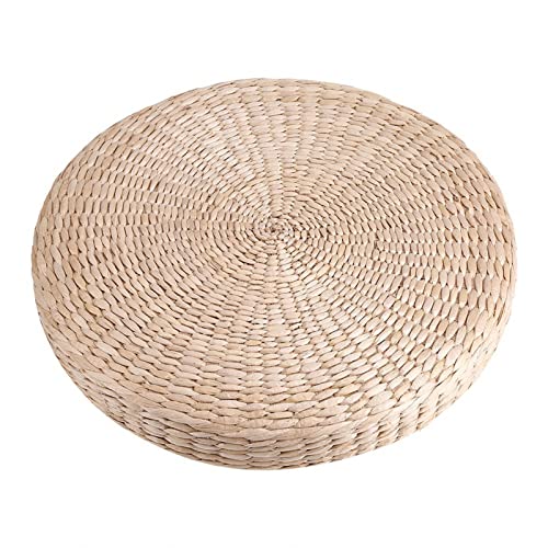 Tatami Bodenkissen, 40cm Runder Pouf Tatami-Kissen Sitzkissen Outdoor Bodensitzkissen Meditationskissen Stroh Meditation Weiche Yogamatte
