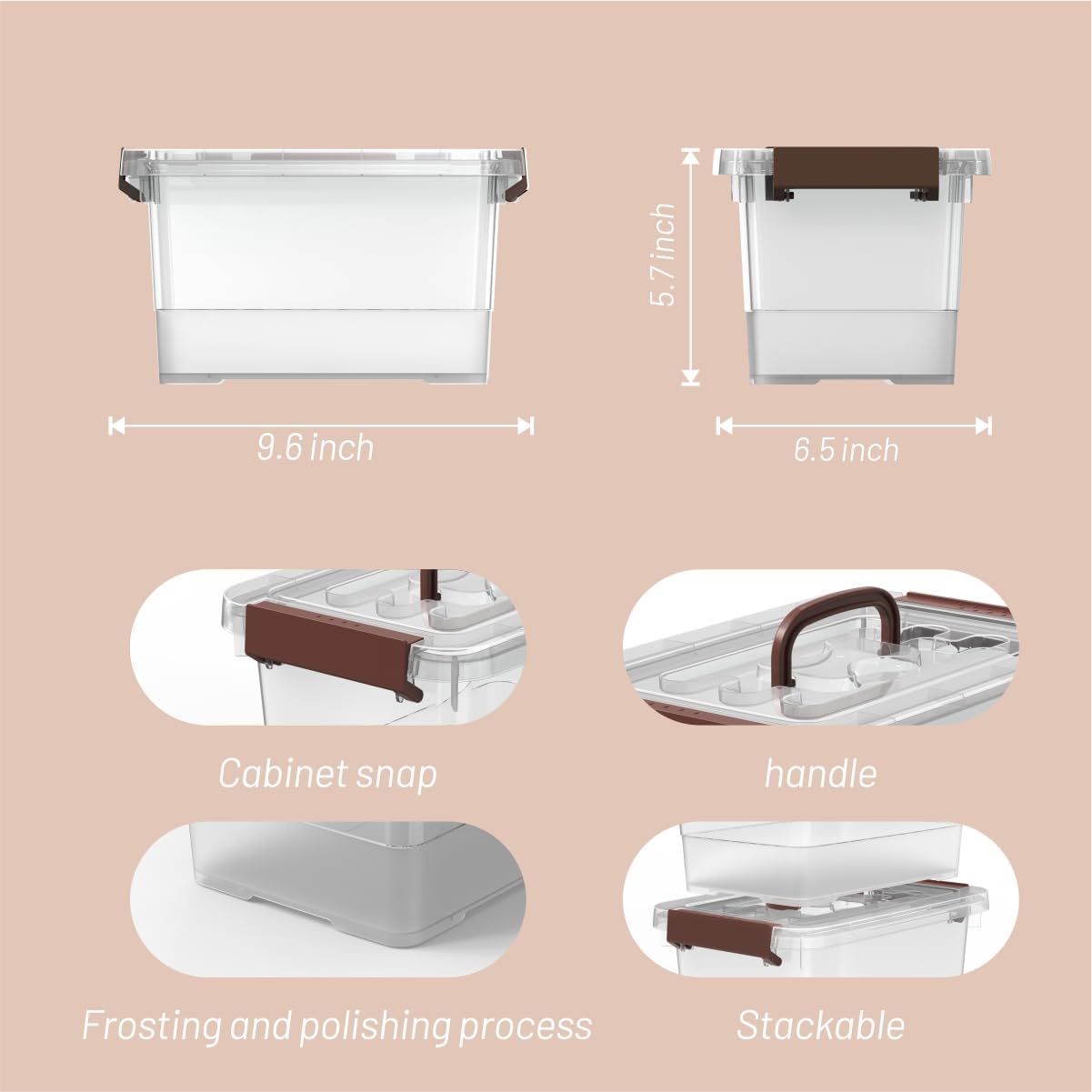 9-Pack Stackable Plastic Storage Bins with Lids, 4 Qt- BPA-Free, Clear Organizing Solution, Latches, Durable Nestable Containers, Secure Pull Handle.
