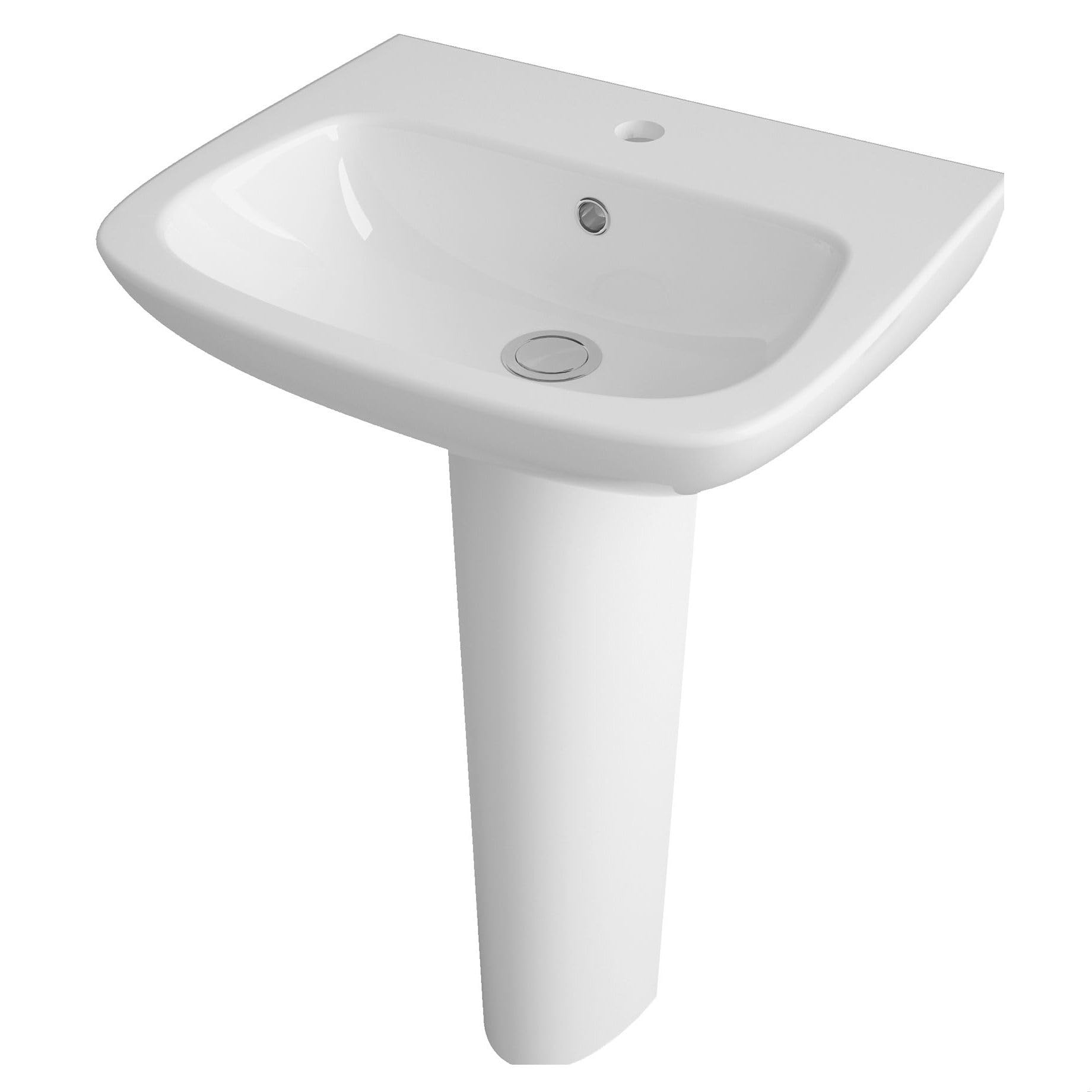 Balterley 1 Tap Hole Ceramic Basin & Full PedestalSoft Square Bathroom Sink500mm from B&Q