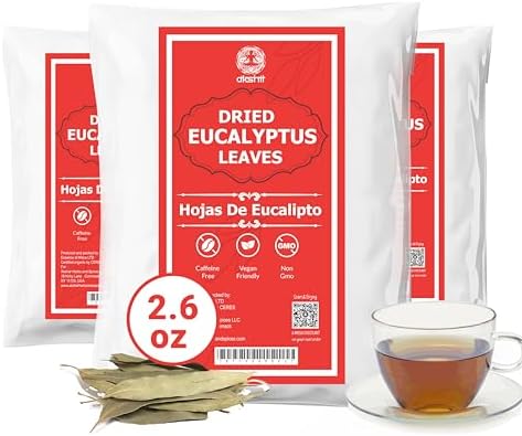7.8oz Eucalyptus Leaves, Hojas de Eucalipto Secas, Natural Dried Leaves, Whole Eucalyptus Leaf Tea - Caffeine Free, Herbal Leaf Tea, Non-GMO