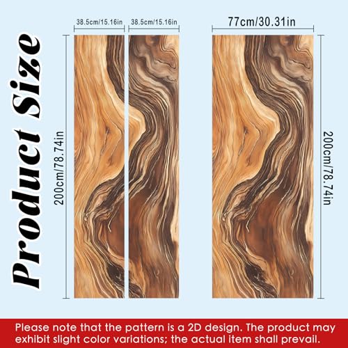 Image of Nuxovilar Wood Grain Door Stickers Peel Stick PVC 30.3x78.7 in Cover | Door Stickers Wall Decals Peel Stick Cover Vinyl Art Poster Home Bedroom Living Room (Wood Grain)
