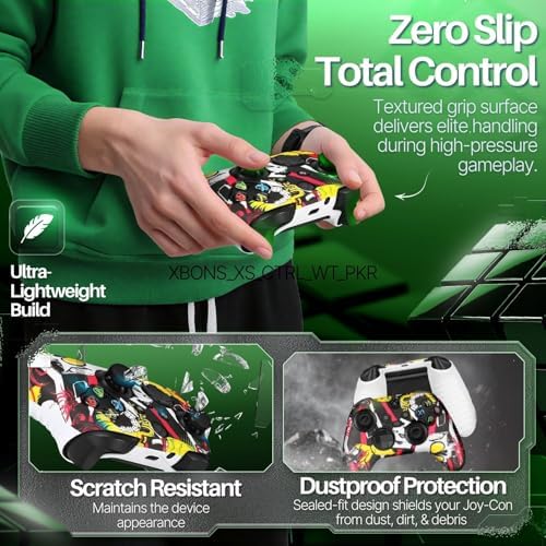 TNP Silicone Case Cover for Xbox Series X/S Controller Skin Shell + 8 Pro Thumb Grips Set (Poker) Ergonomic Textured Grip Dust Protector Compatible with New Xbox Series S X Controller Accessories - 4