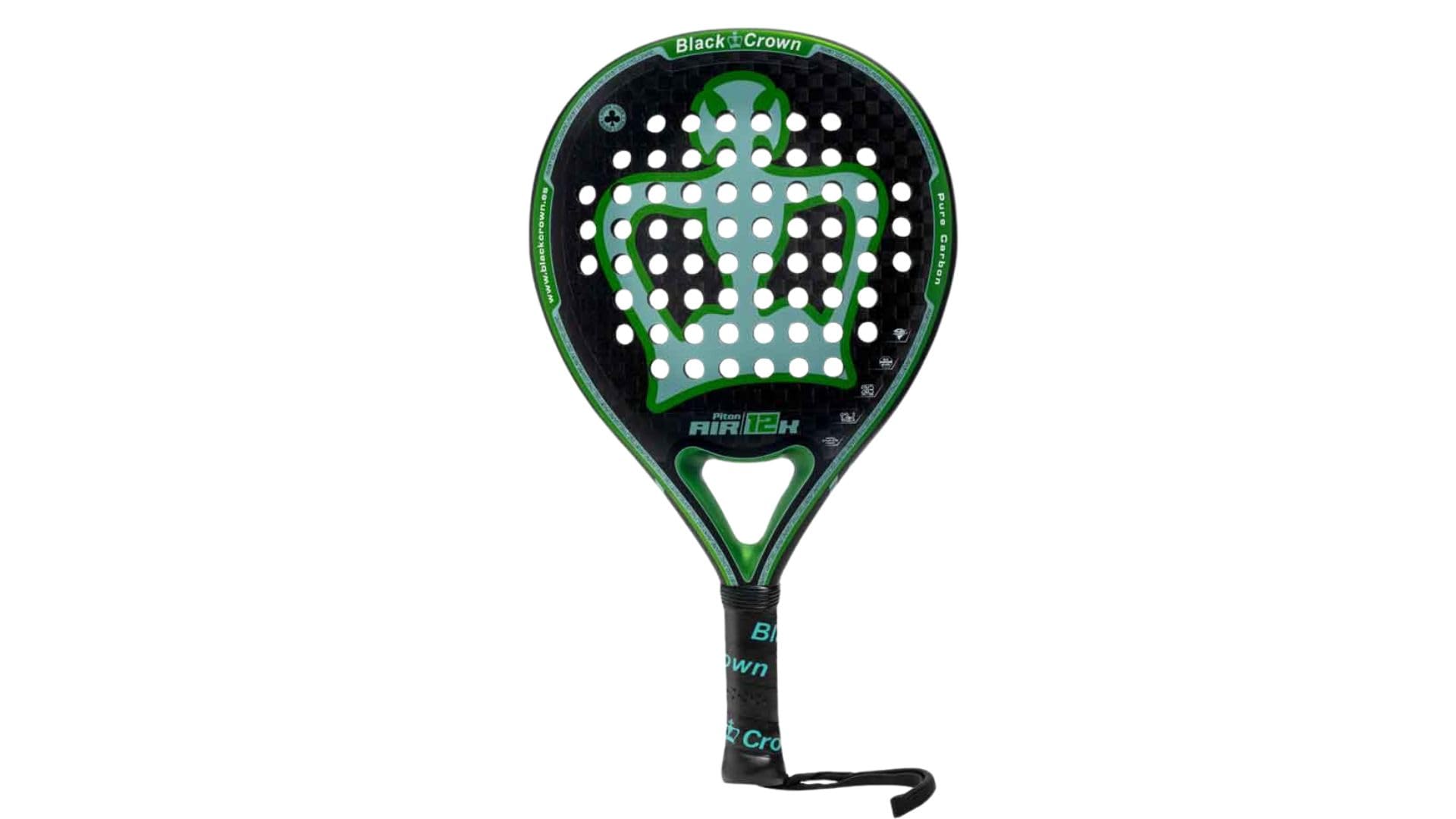 Black Crown - Piton Air 12K Racchetta Padel Professionale, Forma Rotonda, 355-370 g, Carbonio 12K, Super Soft EVA, Telaio 38 mm, Tecnologia AVAIR Antivibrazione, 45% Potenza 55% Controllo