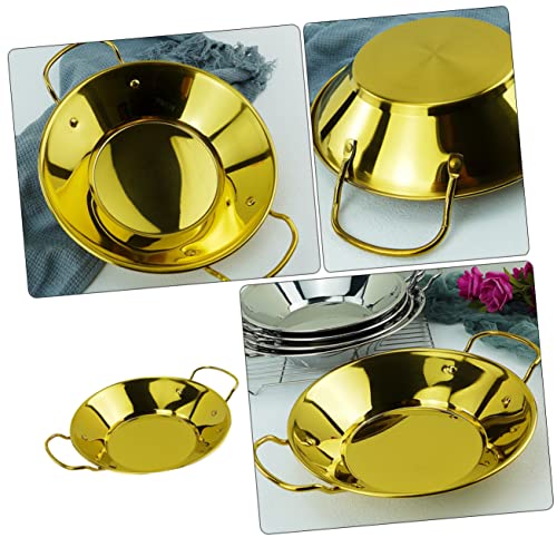 Wok de acero inoxidable dorado 22.8x22.8x4.8 cm miniatura 2
