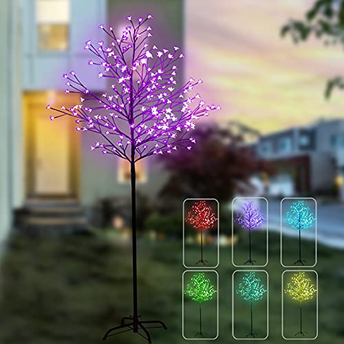 🔥 Flash Sale 7 Feet 224 LED Color Changing Cherry Blossom Tree Light, Lighted LED Tree with Remote, Artificial Trees with Lights for Home Decor Corner Indoor Outdoor Party Wedding Christmas