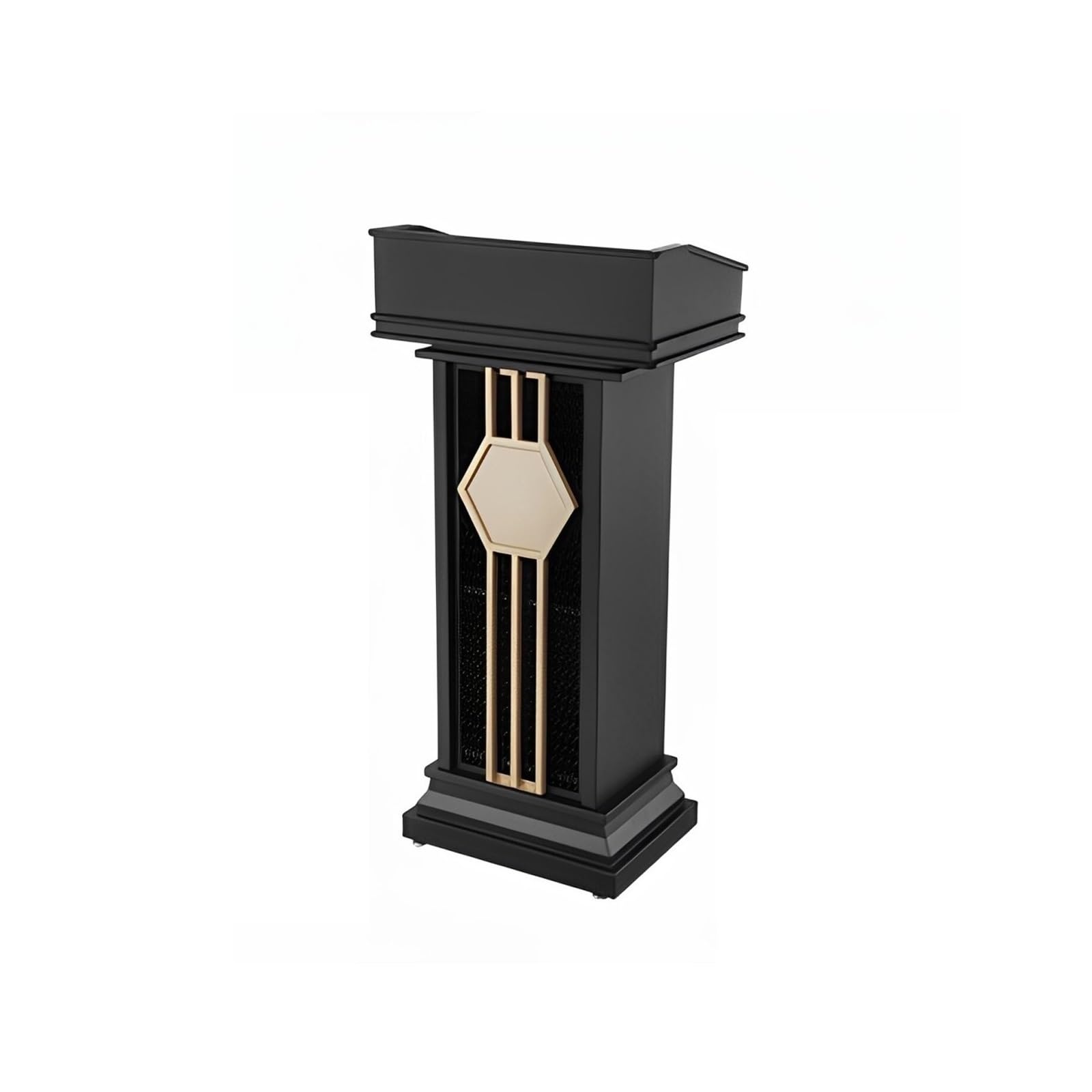 FZL02068LM Speaker Metal Podium Stand Professional Modern for Conference, Speech, Wedding Pulpit(Black)