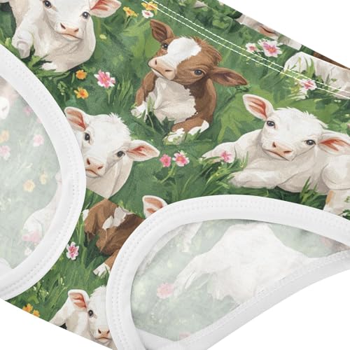 Wusikd Cute Calves Girls' Underwear Cotton Grass Flowersd Girls Briefs Soft Toddler Underwear 2T4
