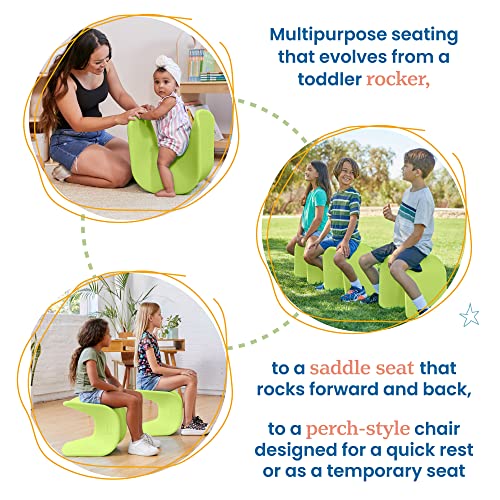 Image of ECR4Kids Wave Seat Perch Stool, 14in - 15.1in Seat Height, Flexible Seating, Lime Green, 2-Pack