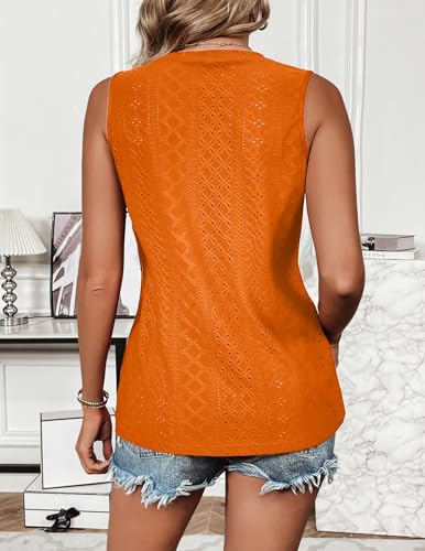 Zeagoo Tank Tops for Women Sleeveless Eyelet Shirts High Neck Cute Summer Top Loose Fit S-XXL3