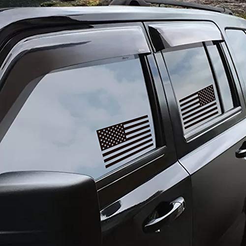Image of 2 Pairs Die Cut Subdued Black American Flag Sticker 3 inch x 5 inch Tactical Military Flag USA Decal Great for Hard Hat, Car Vinyl Window Bumper Decal Sticker