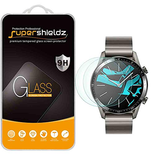Supershieldz (2 Pack) Designed for Huawei Watch GT 2 (46mm) Tempered Glass Screen Protector, Anti Scratch, Bubble Free