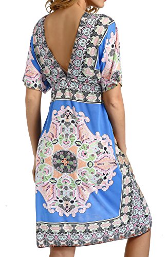 CHERRY CAT Saída de praia feminina casual, vestido de praia solto, Azul, tamanho �nico