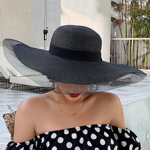 Sombrero de paja panamá ala ancha para hombre y mujer miniatura 5