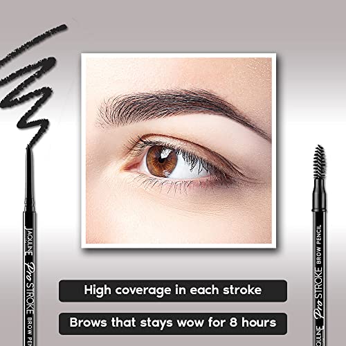 Image of JAQULINE USA Pro Stroke Eyebrow Pencil | Waterproof & Smudge-Proof | One Swipe Application | Natural & Long-Lasting Finish | For Denser, Fuller Eyebrows | Easy to Use | Cruelty-Free | Black, 0.35g