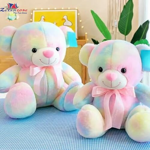 Image of ZEXSAZONE Toy Cute Rainbow Colored Huggable Teddy Bear 32 cm| Plush Soft Toys for Baby | Boys and Girls Kids - Teddy | Plushie Soft Toys for Kids Best Valentine Gift Birthday, Gift (Rainbow)