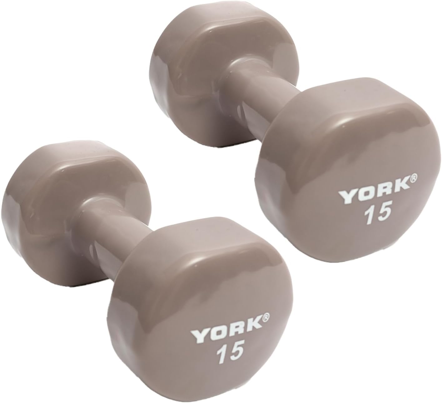 York Barbell Vinyl Coated Fitbell Dumbbell (1LB to 15LB, Pack of 1, 2, 4) | Durable Anti-Roll Anti-Slip, Multi-Color | Ideal for Arm Rows Squats Chest Presses Bicep Curls Walking Jogging & Yoga
