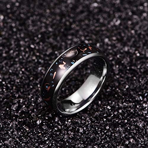 Image of NUNCAD 8mm Tungsten Wedding Band Rings for Men Copper Scraps Inlay Polished Domed Tungsten Carbide Rings Comfort Fit Size 7-12