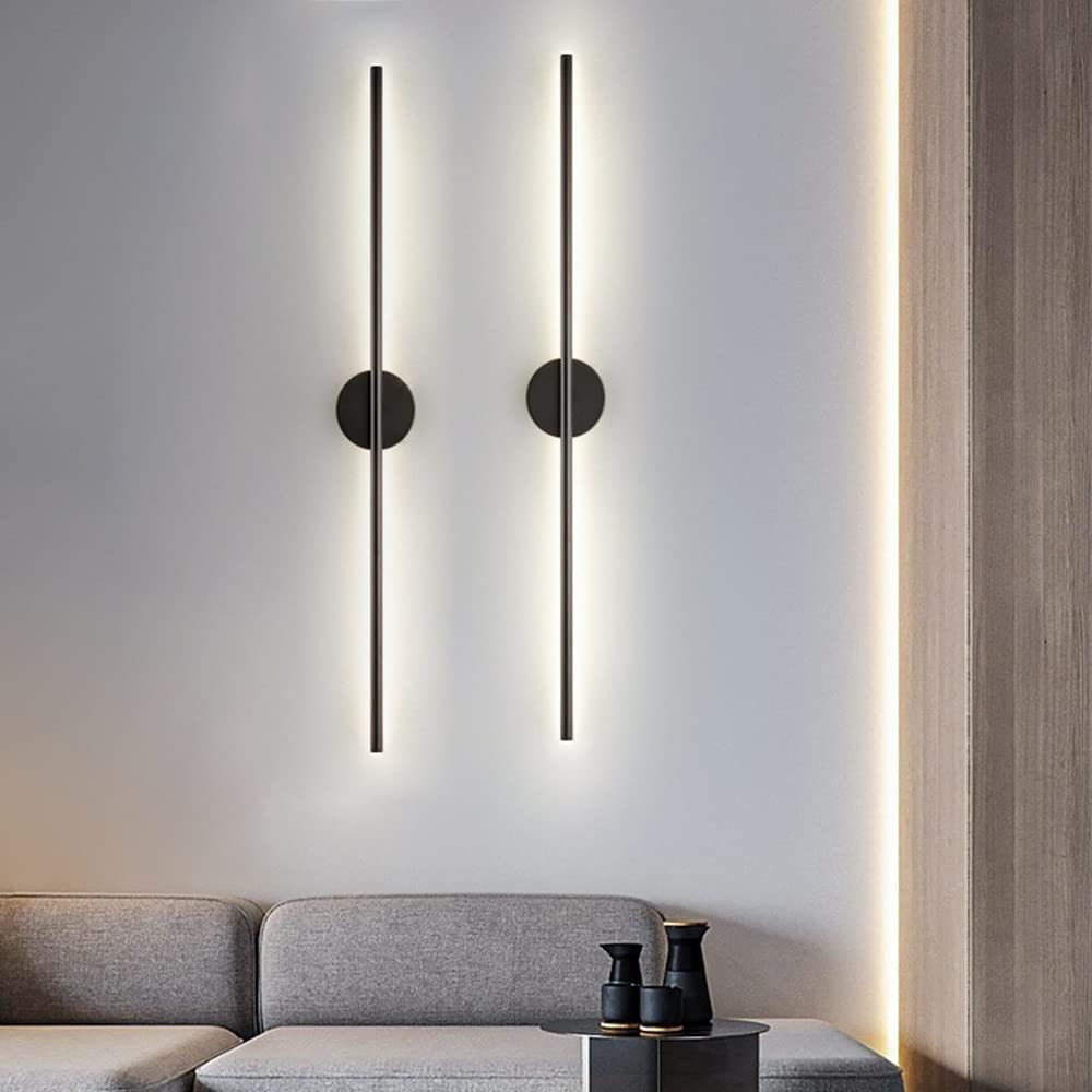 KKXXYQFC Kinkiety Kinkiety Długi pasek Kinkiet Aluminiowy kryty Kinkiet ścienny LED Nocny Astygmatyzm Kinkiet Naścienna oprawa oświetleniowa do sypialni Komoda Łazienka Salon (czarny A6000k, wysokość: