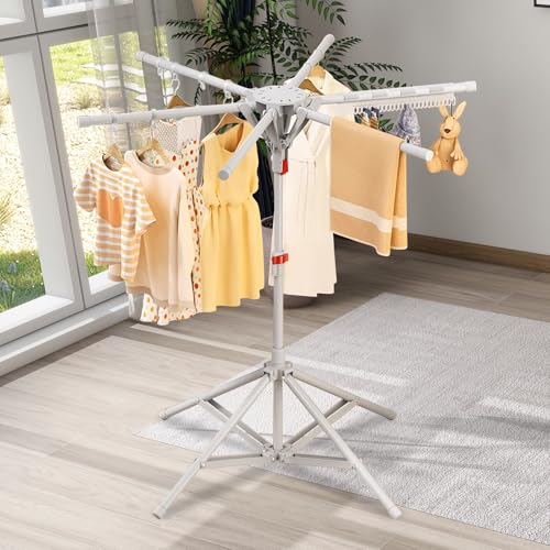 Foldable Tripod Clothes Drying Rack Portable Height Adjustable Laundry Airer Stand with 6 Arms Hanger Indoor/Outdoor Garment Storage Rail (Grey) - Image 7