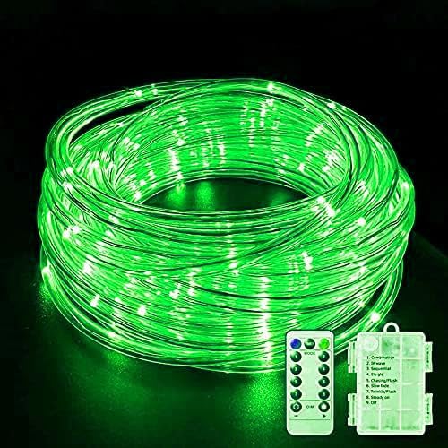 SHANJIA Rope String Lights, 32M/105ft 300LED Waterproof 8 Mode/Remote Battery Christmas Lights,Battery Powered String Lights Outdoor Indoor for Christmas Decorations (Green)
