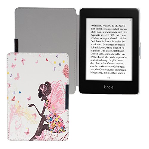 Kwmobile Case Compatible With Amazon Kindle Paperwhite - Case Pu E-Reader Cover - Fairy Butterflies Multicolor/Dark Pink/White #TOP4