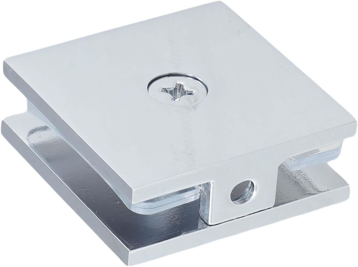 Brass Glass Clamp 8-12mm Tempered Glass, Square U-Clamp Fixed Panel Hardware Bathroom Shower Screen Door, Chrome Finish Fitting(Chrome)