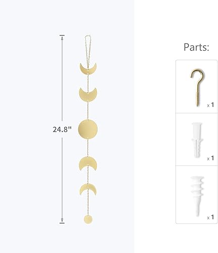Miniatura 5 de Mkono Espejo de pared colgante de macramé y fase lunar para colgar en la pared, decoración bohemia del hogar para apartamento, dormitorio, sala de