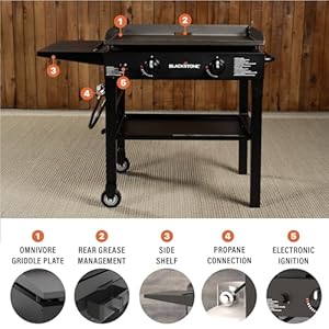 Blackstone Flat Top Gas Grill Griddle 2 Burner Propane Fuelled Rear Grease Management System, 1517, Outdoor Griddle Station for Camping, 28 inch Blackstone Flat Top Gas Grill Griddle 2 Burner Propane Fuelled Rear Grease Management System 1517 Outdoor Griddle Station for Camping 28 inch