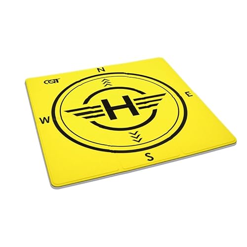 Drone Landing Pad Weighted, Double-Faced (Yellow & Black) Waterproof Portable Fast-Foldable Helipad for DJI FPV Mavic 2 /Mini SE
