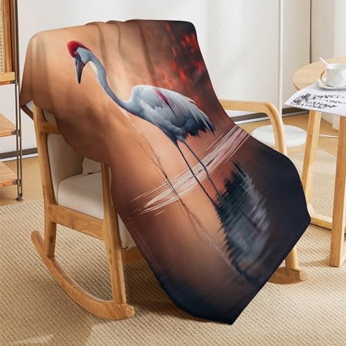 Manta de franela con grúa de animales de 140x180 cm para sofá 5