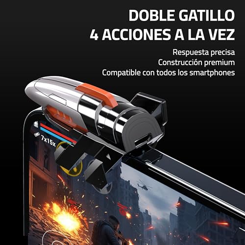 RISOKA 2x Gatillos y Trigger para Móvil Gaming - Con 4 Botones - Compatibles con PUBG Mobile y COD Mobile - Adecuados para iPhone y Android - Joystick para Teléfono Accesorios - imagen 4