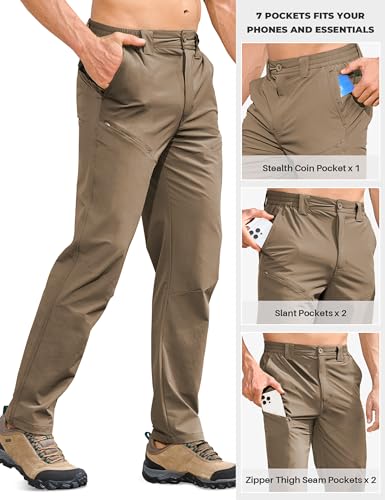 MOURCE Hiking Pants Men Quick Dry - Water Resistant Lightweight Cargo Pants for Men 7 Pockets Outdoor Travel Climbing3