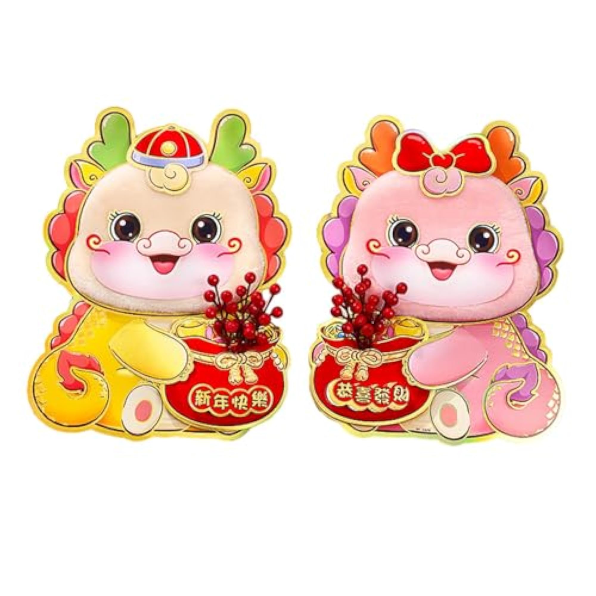 New Year Door Sticker with Red Fruit Decals