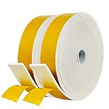 Moosgummi selbstklebend Dichtungsband 25mm(B) x3mm(D) für Türen Schaumstoffband Türdichtung Gummidichtung für Kollision Siegel Schalldämmung Gesamtlänge 10M (2 Rollen je 5m lang) Weiß