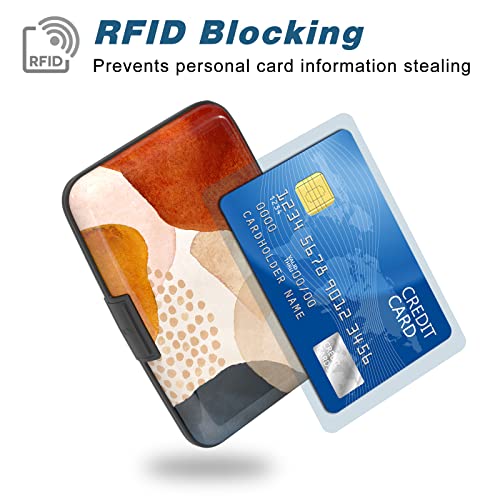 Image of Credit Card Holder, Mini Aluminum Card Wallet RFID Blocking Slim Metal Hard Card Case for Women Men, Abstract Marble